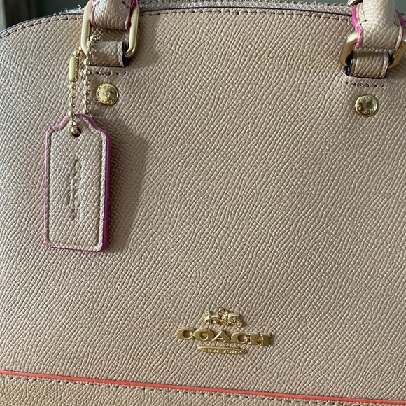 Coach Top Handle, Beige w/ Pink, Orange Detailing - Picture 8 of 10